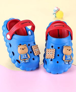 Cute Walk by Babyhug Clogs with Backstrap Bear Applique - Blue