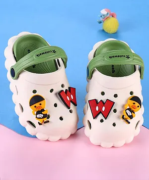 Cute Walk by Babyhug Clogs with Backstrap
                      with Duck Applique - Green