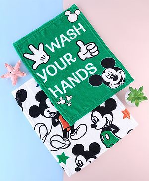 Babyhug Disney Terry Cotton Face Towel Mickey Mouse Print Pack of 2 - Multicolor