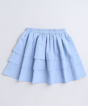 Aww Hunnie 100% Cotton Solid Layered Skirt - Blue