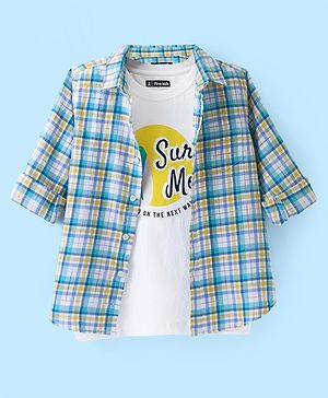 Pine Kids Cotton Woven Full Sleeves Check Shirt with Inner T-Shirt - Multicolour