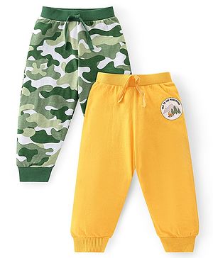 Babyhug Cotton Knit  Full Length Lounge Pants Camouflage & Mountain Print Pack of 2 - Multicolour