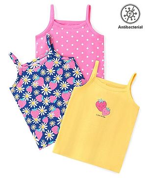 Babyhug 100% Cotton Sleeveless Antibacterial Slips Floral & Polka Dots Print Pack of 3 - Multicolour
