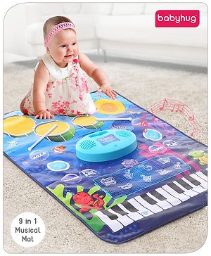 Babyhug 9 in 1 Musical Mat with Piano Keyboard And Drum Sound - Blue