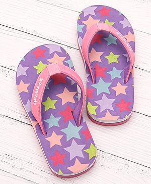 Pine Kids Slip On Flip Flops With Star Print -Lavender