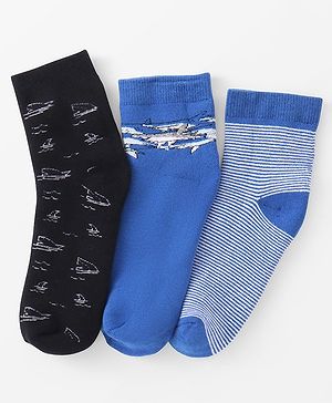 Pine Kids Knitted Silvadur Antimicrobial Ankle Length Striped Socks - Pack of 3 ( Color May Vary )