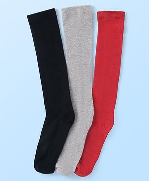 Pine Kids Knitted Silvadur Antimicrobial Full  Length Solid Color  Socks - Pack of 3 ( Color May Vary )