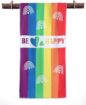 Pine Kids Terry Woven Towel & Wrapper Text Print L 60 x B 120 cm - Multicolor
