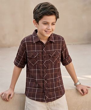 Pine Kids Cotton Woven Full Sleeves Checks Shirt- Multicolor