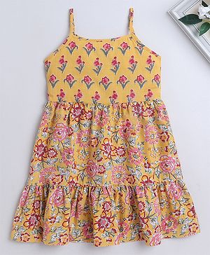 The Magic Wand Sleeveless Floral  Printed Dress - Yellow