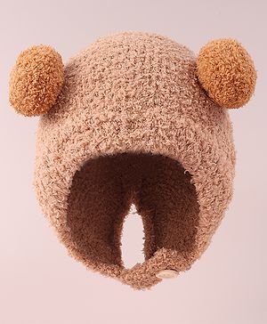Babyhug Woollen Cap with Pom Pom - Brown