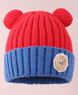 Babyhug Cable Knitted Woollen Cap with Pom Pom - Red