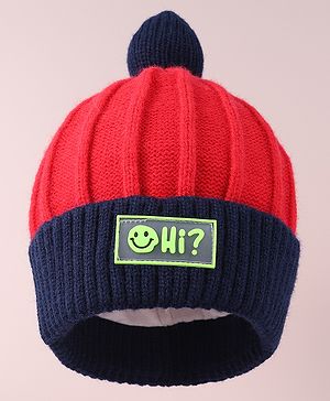 Babyhug Cable Knitted Woollen Cap with Pom Pom - Red