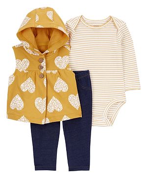 Carter's 3-Piece  Heart Little Vest Set - Yellow