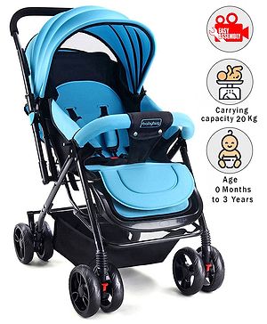 Babyhug Symphony Stroller With Reverisble Handle & Mosquito Net - Blue
