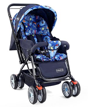 Babyhug Comfy Ride Stroller With Reversible Handle - Blue