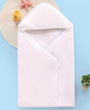 Babyhug Terry Interlock Hooded Towel L 75 x B 75 cm - White