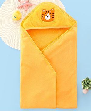 Babyhug Hooded Terry Towel Tiger Embroidery L 75 x B 75 cm - Yellow