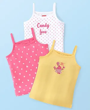 Babyhug 100% Cotton Knit Sleeveless Slip with
                      Hearts and Polka Dots Print Pack of 3 -
                      Multicolor