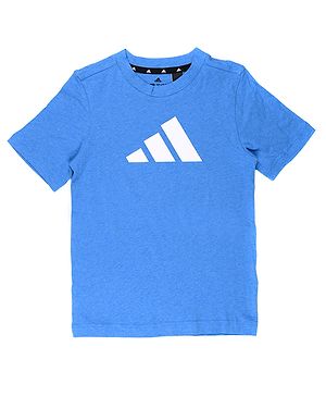 Adidas Kids Knitted Half Sleeves T-Shirt Logo Print - Blue