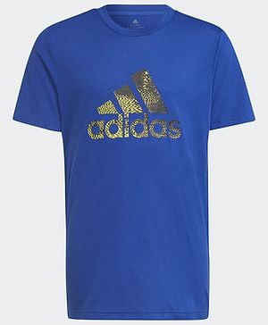 Adidas Kids Half Sleeves Sports T-Shirt Logo Print- Blue