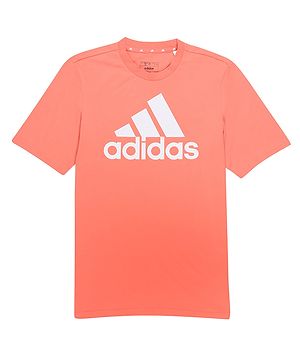 Adidas Kids Knitted Half Sleeves T-Shirt Logo Print - Red