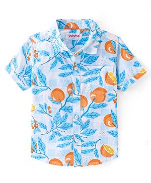 Babyhug Cotton Woven Half Sleeves Shirt with Orange Fruit Print - Multicolor