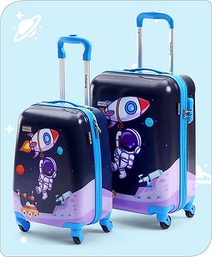Babyhug Trolley Bag Space Theme Print Pack of 2 Purple -18 & 20 Inches