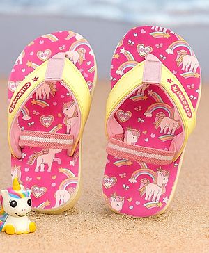 Cute Walk by Babyhug Flip Flops with Unicorn Print & Back Strap Closure - Pink