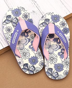 Cute Walk by Babyhug Flip Flops with Floral & Butterfly Print - Purple