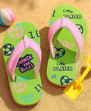 Cute Walk by Babyhug Slip On Flip Flops Text Print - Green