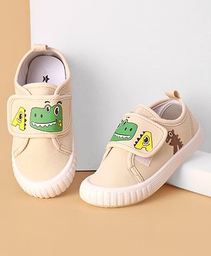 Cute Walk by Babyhug Casual Shoes with Velcro Closure & Dino Print - Beige