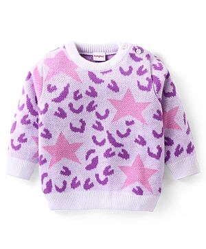 Babyhug Knitted Full Sleeves Pullovers Sweater With Star Design-  Multicolor