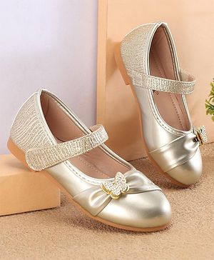 Cute Walk By Babyhug Ballerinas With Velcro Closure & Butterfly Applique - Golden