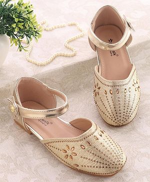 Cute Walk by Babyhug Ballerinas with Velcro Closure - Bow Applique - Golden