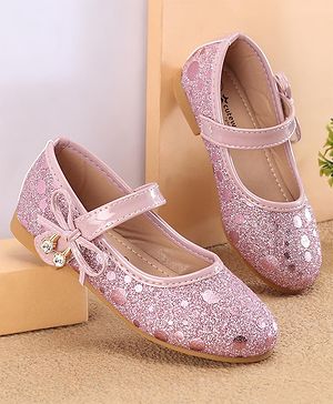 Cute Walk by Babyhug Ballerinas With Velcro Closure & Knot Applique - Pink