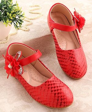 Cute Walk by Babyhug Ballerina Velcro Closure With Floral Applique- Red