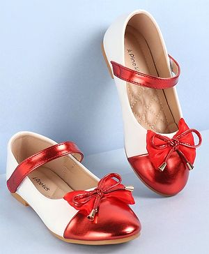 Pine Kids Velcro Closure Ballerina With Bow Applique- Red