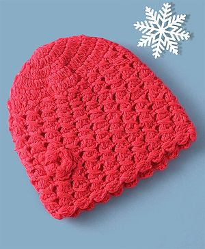 Babyhug Woollen Crochet Knitted Design Cap - Red
