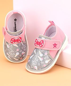 Cute Walk by Babyhug Velcro Closure & Bow Applique Casual Shoes - Pink