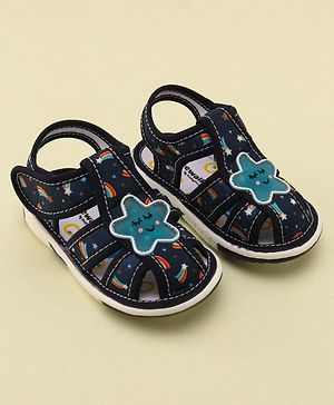 Cute Walk by Babyhug Musical Sandals with Velcro Closure & Star Applique - Navy