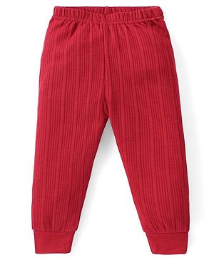 Babyhug Full Length Solid Color Thermal Pant - Red
