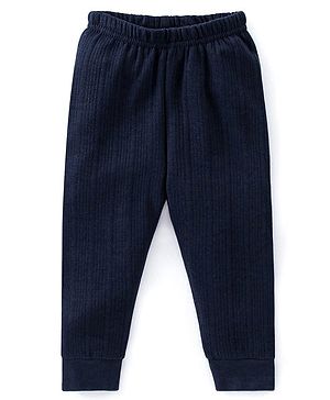 Babyhug Full Length Solid Color Thermal Pant- Navy Blue