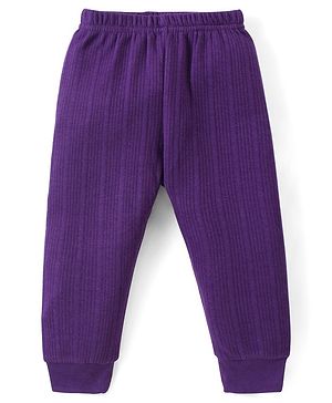 Babyhug Full Length Solid Color Thermal Pant - Purple