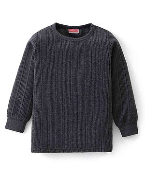 Babyhug Pull Over Full Sleeve Solid Color Thermal Vest  - Dark Grey