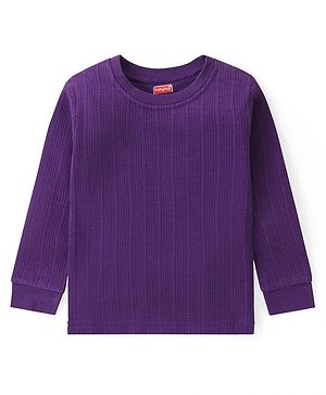 Babyhug Pull Over Full Sleeve Solid Color Thermal Vest - Purple