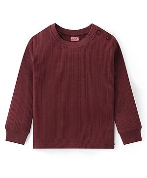 Babyhug Full Sleeves Solid Colour Pullover Thermal Vest - Coffee