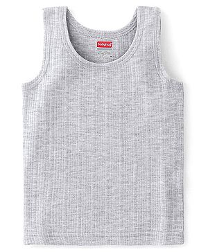 Babyhug Sleeveless Pulover Solid Thermal Vest - Light Grey