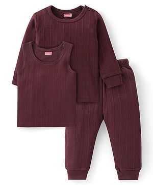 Babyhug Full Sleeves Thermal Innerwear Set - Maroon