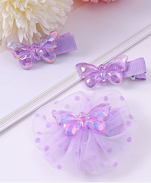 Babyhug Hair Pins & Clips with Butterfly Applique Pack of 3 - Purple